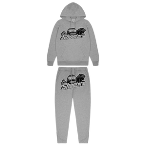 Trap⭐ SHOOTERS HOODED TRACKSUIT - GREY MONOCHROME EDITION