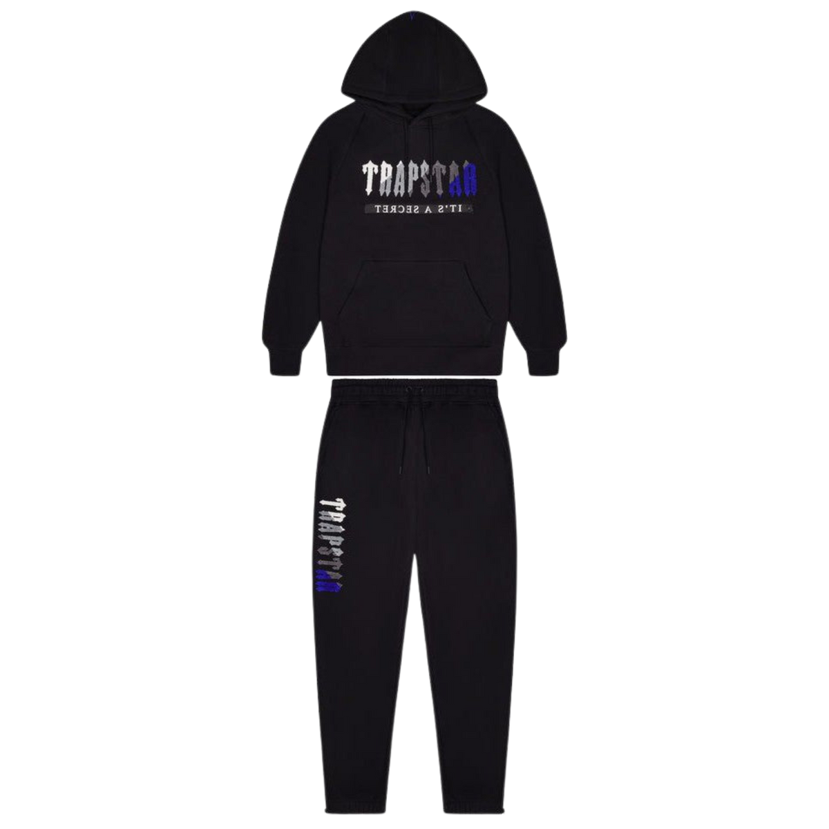 Trap⭐ CHENILLE DECODED 2.0 HOODED TRACKSUIT - BLACK / BLUE