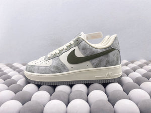 NK AF1 Low - White with Green Swoosh