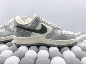 NK AF1 Low - White with Green Swoosh