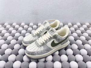 NK AF1 Low - White with Green Swoosh