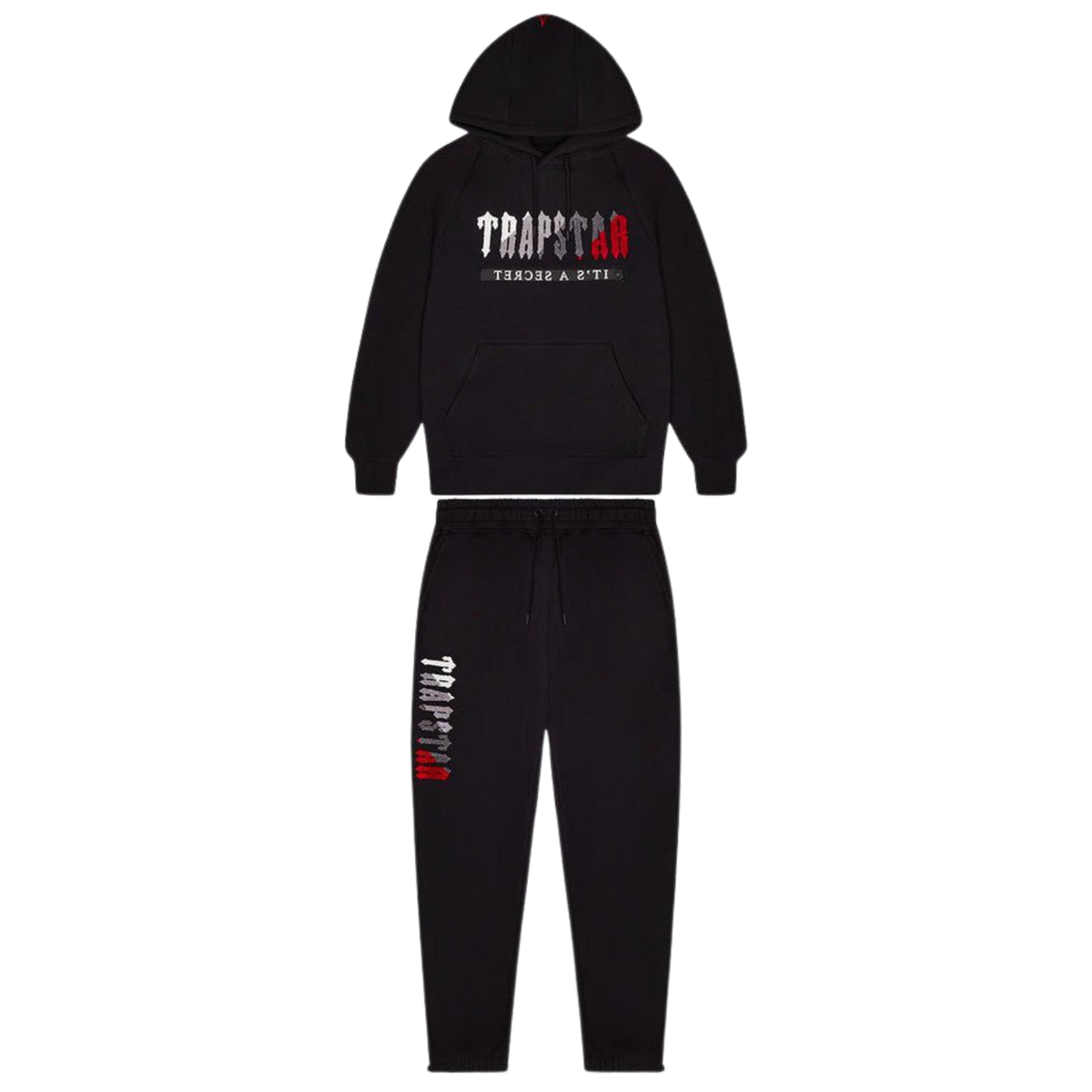 Trap⭐ CHENILLE DECODED 2.0 HOODED TRACKSUIT - BLACK / RED