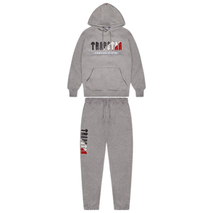 Trap⭐ CHENILLE DECODED 2.0 HOODED TRACKSUIT - GREY / RED