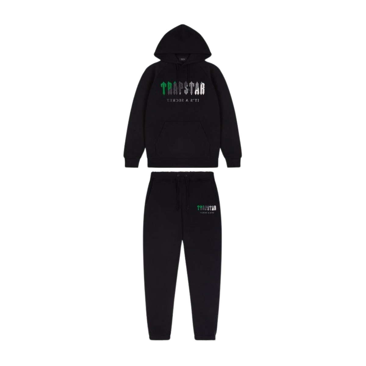 Trap⭐ CHENILLE DECODED HOODED TRACKSUIT - BLACK / GREEN BEE