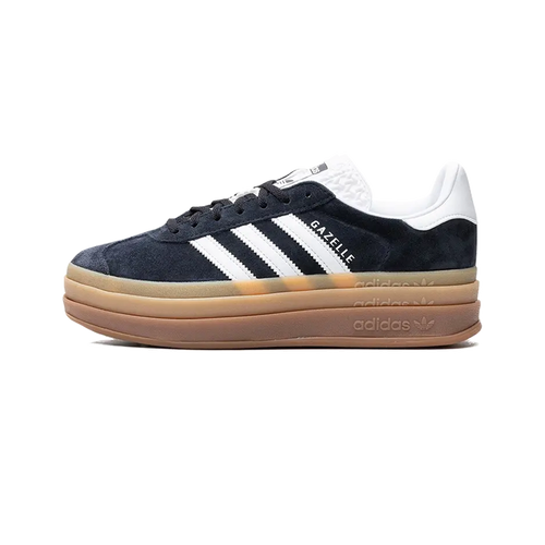adidas Gazelle Bold Core Black Cloud White women's platform sneakers in black suede