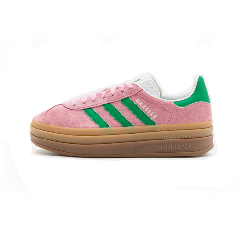 adidas Gazelle Bold True Pink sneakers with green and cloud white accents