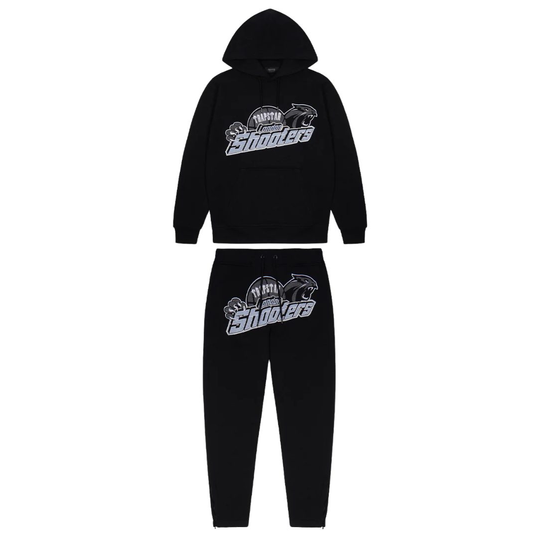 Trap⭐ SHOOTERS HOODED TRACKSUIT - BLACK / SKY BLUE