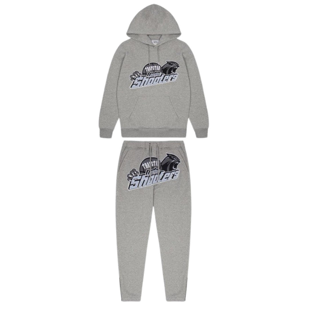 Trap⭐ SHOOTERS HOODED TRACKSUIT - GREY / SKY BLUE