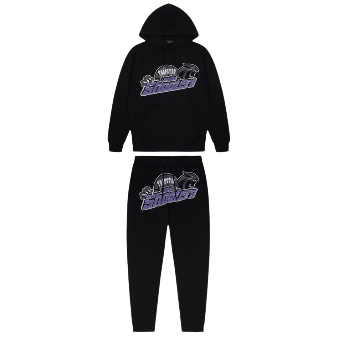 Trap⭐ SHOOTERS HOODED TRACKSUIT - BLACK / PURPLE