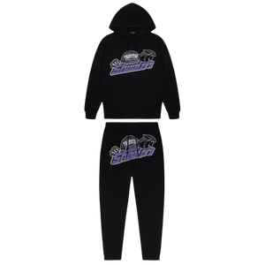 Trap⭐ SHOOTERS HOODED TRACKSUIT - BLACK / PURPLE