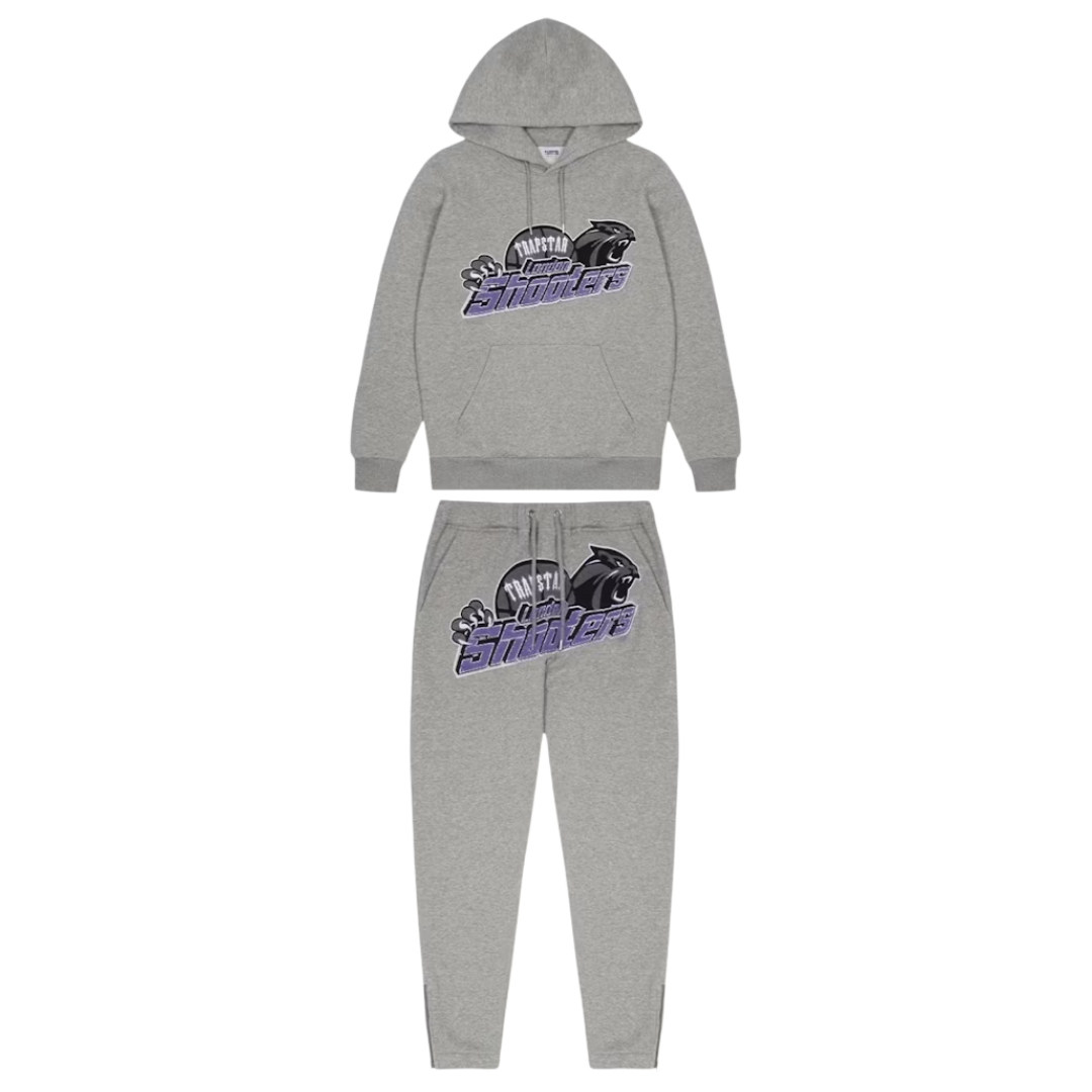 Trap⭐ SHOOTERS HOODED TRACKSUIT - GREY / PURPLE