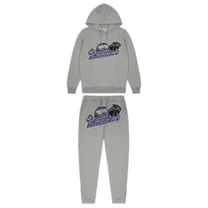 Trap⭐ SHOOTERS HOODED TRACKSUIT - GREY / PURPLE