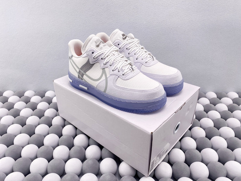 NK AF1 - Bone White / Ice Blue Reflective
