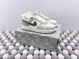 NK AF1 Low - White with Green Swoosh