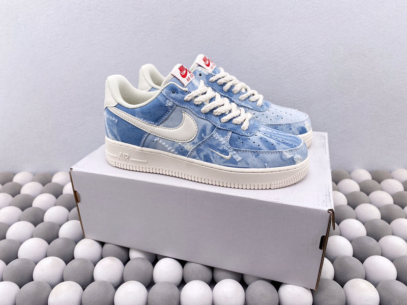 NK AF1 Low 07 - Distressed Denim Blue