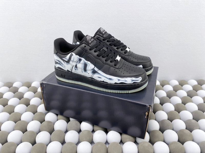 NK AF1 Low - Halloween Black Toe/Black Bones